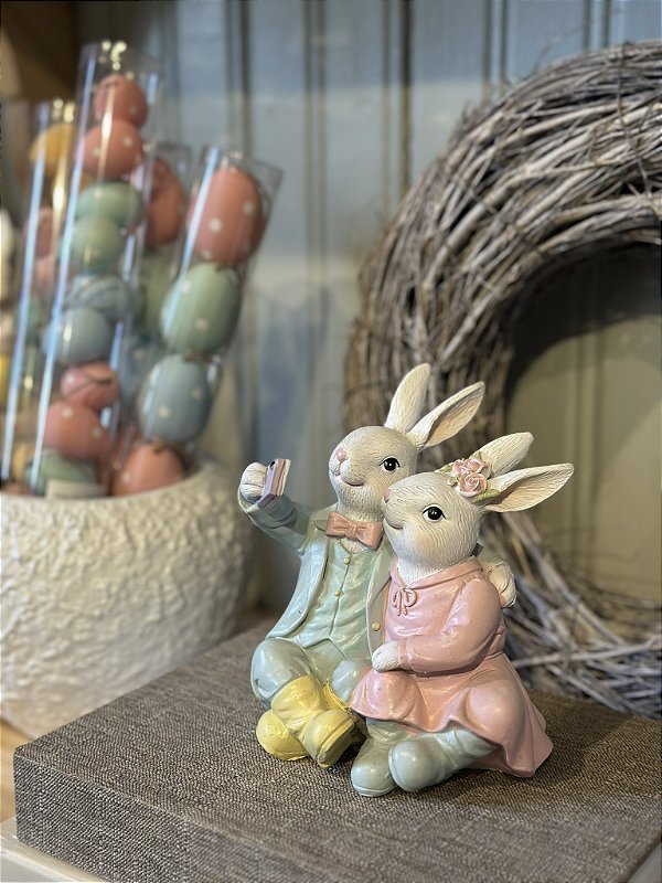 Casal de coelhos sentados
