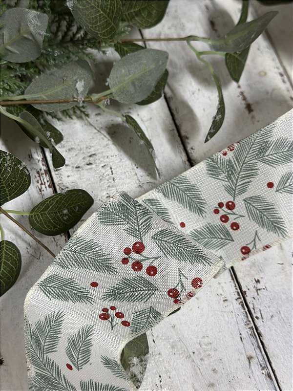 Fita nude com azevinhos