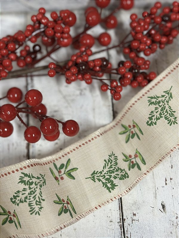 Fita bege com azevinhos