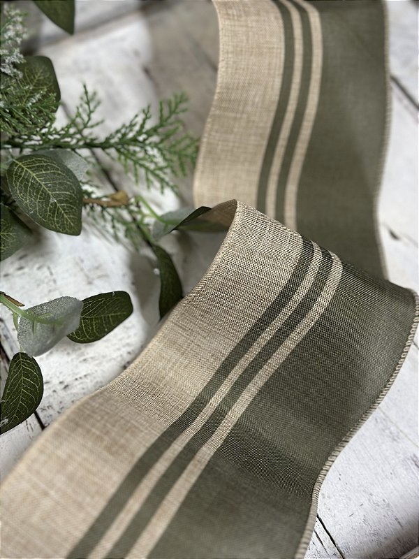 Fita de juta com faixa verde