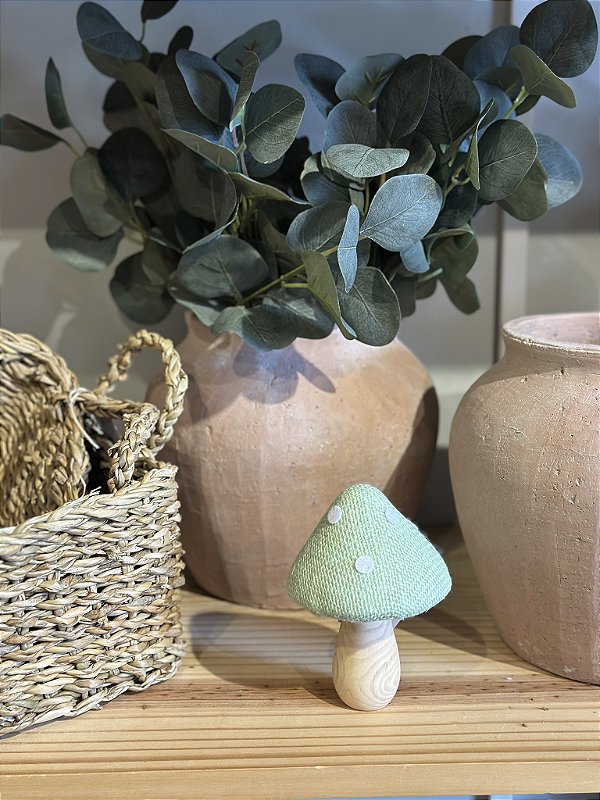 Cogumelo bege e verde 15cm
