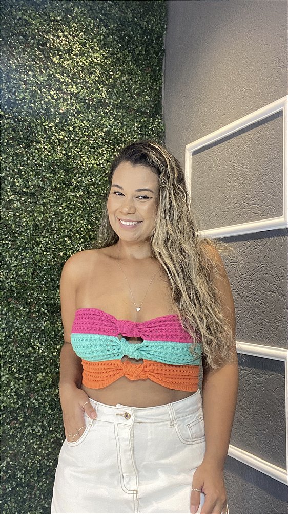Top Nó Pink/tifany/laranja