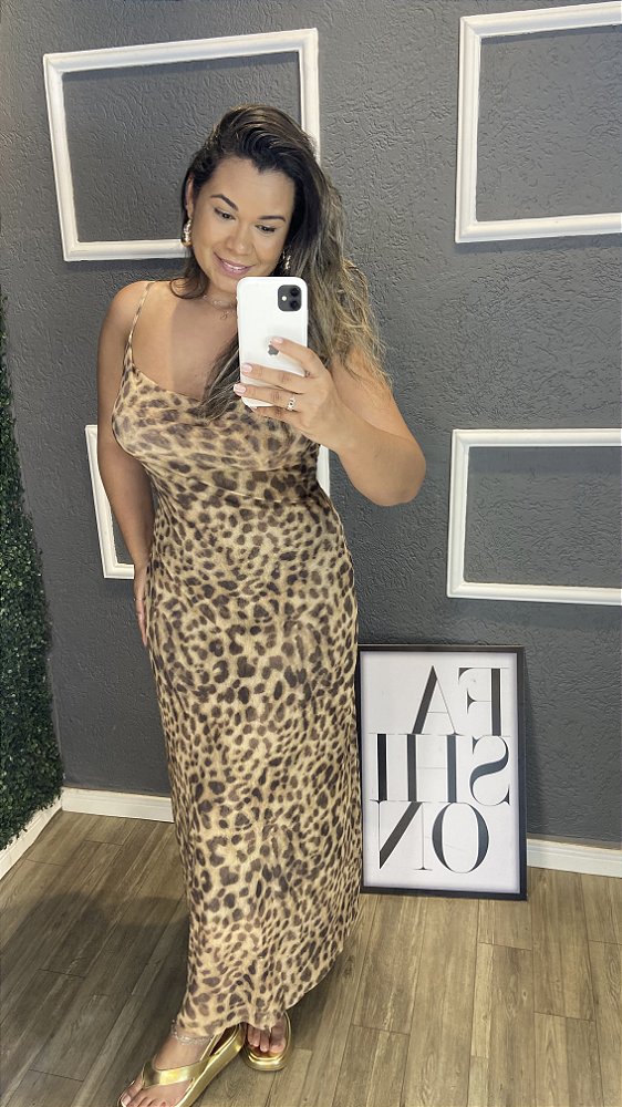 Vestido tule leopardo midi