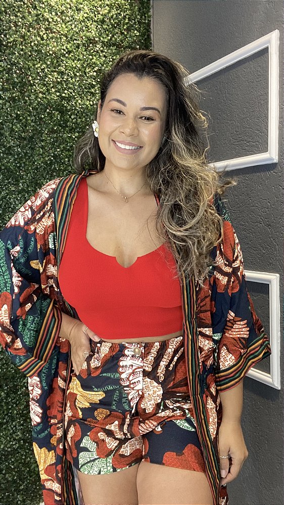 Kimono flor de arara