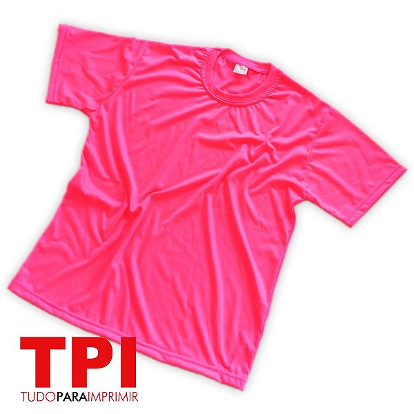 Camiseta Rosa Neon Adulto Poliester