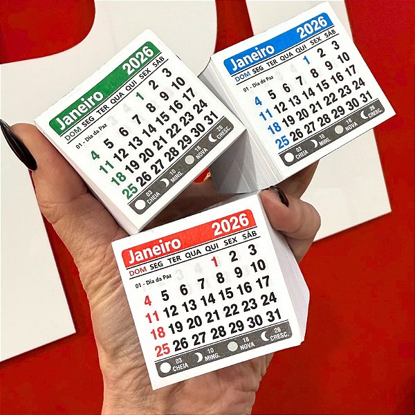 Refil Calendário 5x5cm 2026 - Pct.c/100 un.