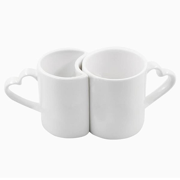 Caneca Coração Dupla Branca Love - Mecolour