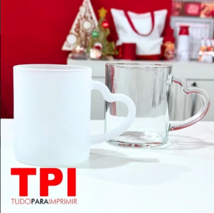 Caneca de Vidro Alça Coração 325ml - LiveSub