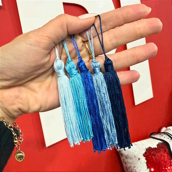 Tassel Pingente 7cm - Tons de Azul - Unidade
