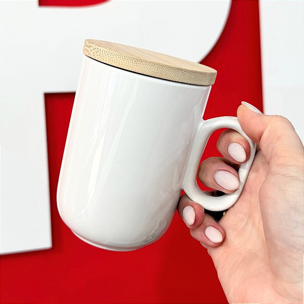 Caneca Sublimática Slim 350ml com Tampa de Bambu – Design Sofisticado para Personalização Premium