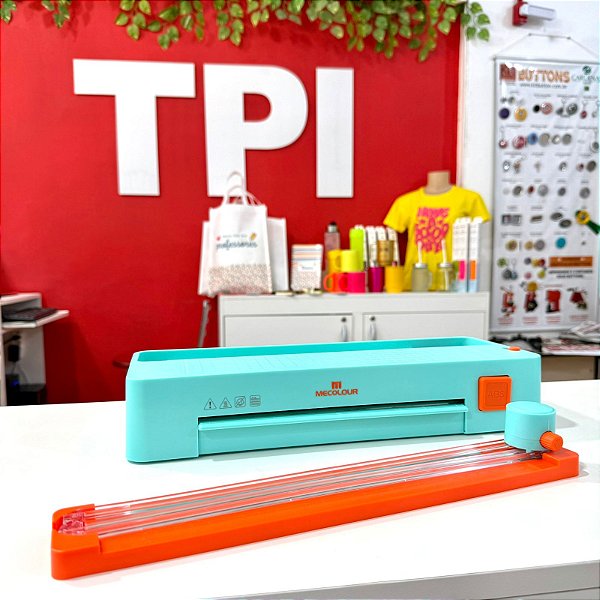 Plastificadora Laminadora Refiladora A4 7 em 1 com Cortador Redondo e Furador - Mecolour