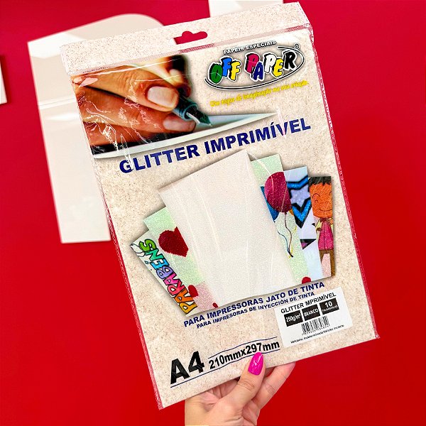Papel Glitter Imprimível Off Paper A4 com 10 folhas
