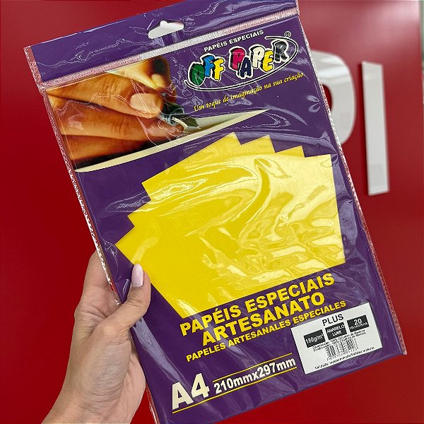 Papel Artesanato Especial A4 180g – Amarelo Lumini | Off Paper