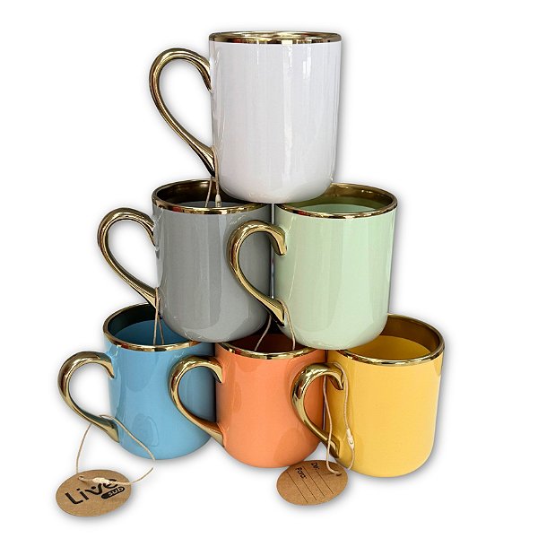 Caneca Imperial 325ml Borda e Alça Ouro | LiveSub