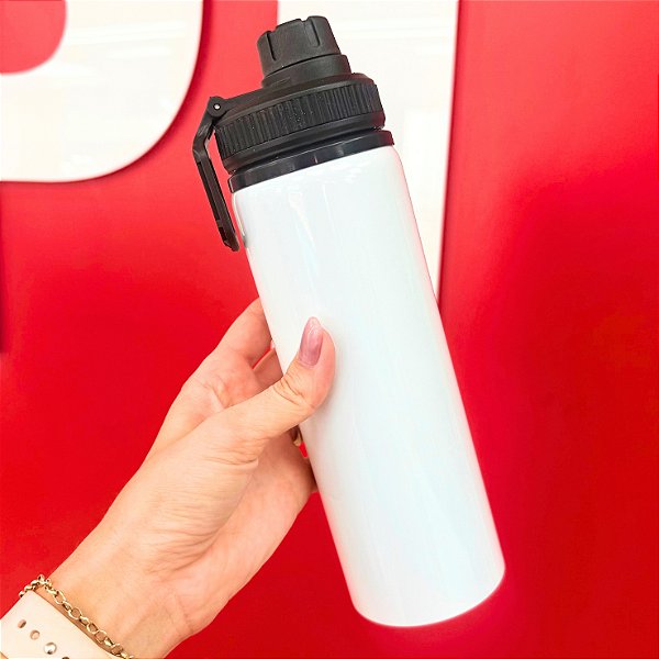 Garrafa Alumínio Branca Tampa Emborrachada 750ml - Metalnox - Ref. 56763