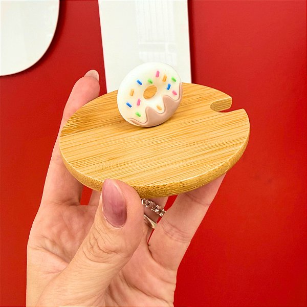 Tampa Bambu para Canecas Puxador Donut
