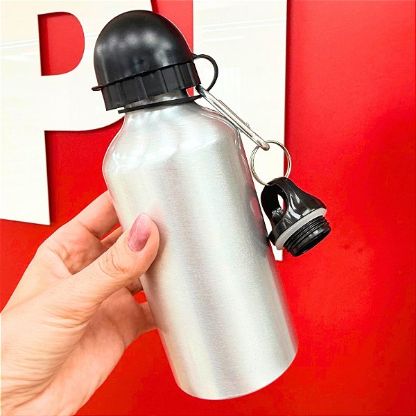Garrafa de Alumínio Prata com 2 tampas 500ml | JOJO - 2223