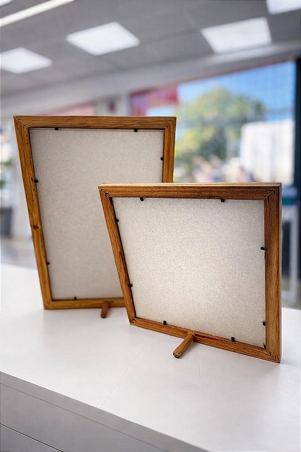 Moldura Porta Retrato de Madeira Rústica Bege