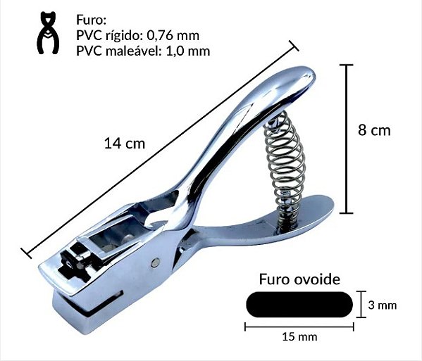 Alicate Furador Ovóide para Crachá Pvc - Profissional