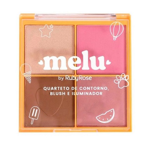 Quarteto de Contorno, Blush e Iluminador COR 02 - Melu by Ruby Rose