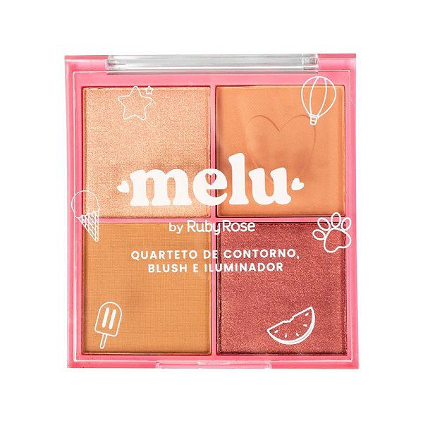 Quarteto de Contorno, Blush e Iluminador COR 01 - Melu by Ruby Rose