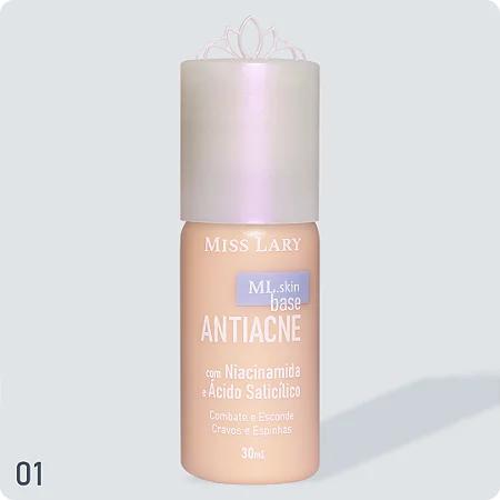 Base Antiacne com Niacinamida e Ácido Salicílico (COR 01) - Miss Lary