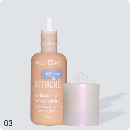 Base Antiacne com Niacinamida e Ácido Salicílico (COR 03) - Miss Lary