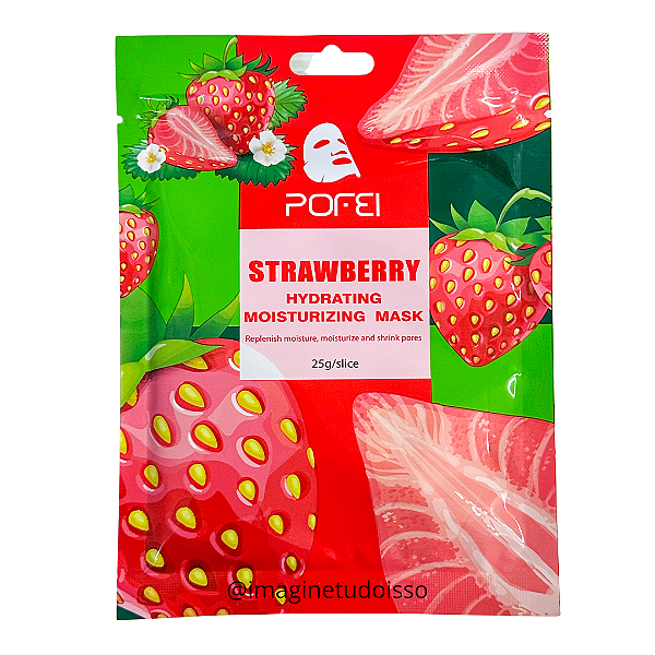 Máscara Facial de Tecido Hydrating Moisturizing Mask Strawberry - Pofei
