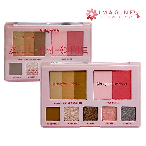 Paleta de Bronzer, Blush e Sombra All In One - Ruby Rose