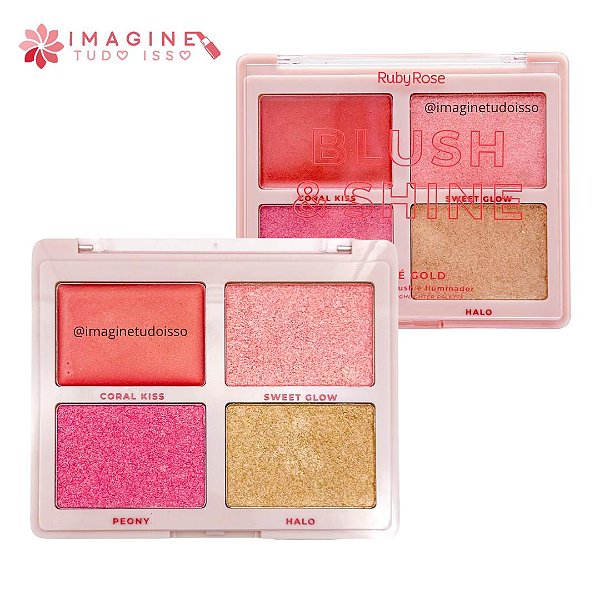 Paleta de Blush e Iluminador Blush & Shine (COR Rosé Gold) - Ruby Rose