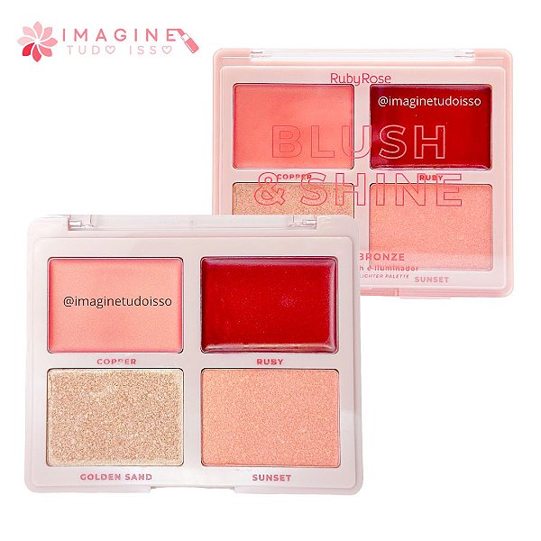 Paleta de Blush e Iluminador Blush & Shine (COR Berry Bronze) - Ruby Rose