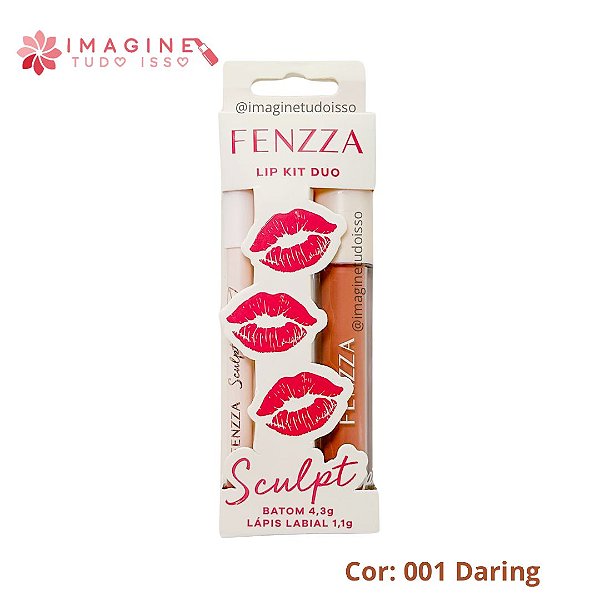 Lip Kit Duo Batom + Lápis Sculpt (001 Daring) - Fenzza