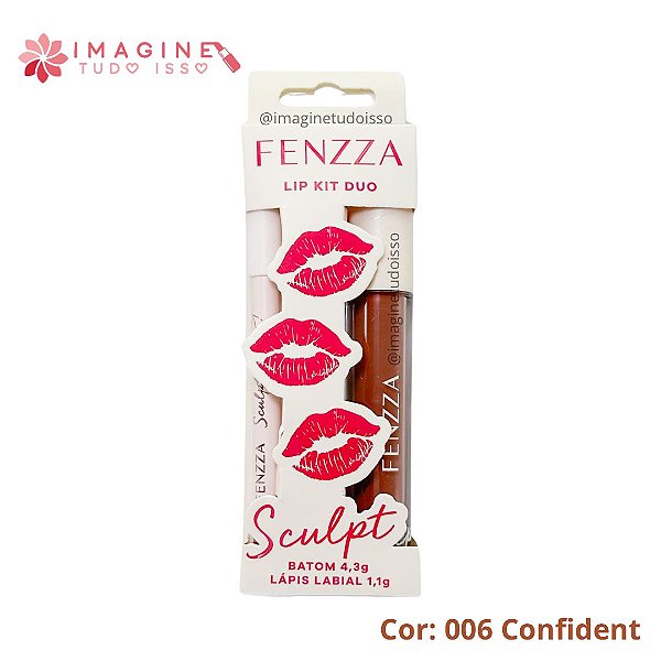 Lip Kit Duo Batom + Lápis Sculpt (006 Confident) - Fenzza