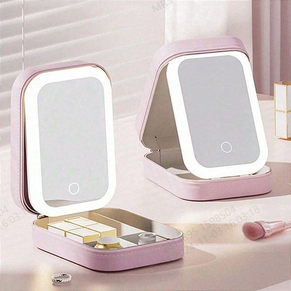 Necessaire com LED Portátil (COR Rosa)
