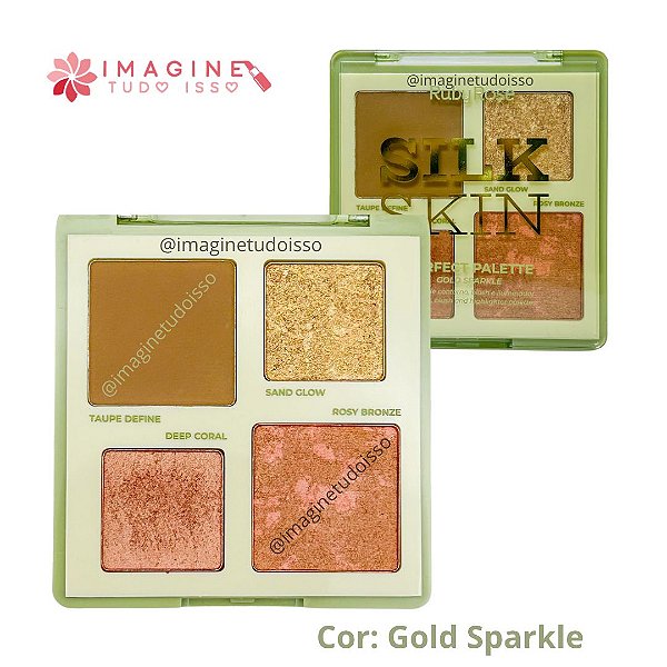 Paleta de Contorno, Blush e Iluminador Perfect Palette Silk Skin (COR Gold Sparkle) - Ruby Rose