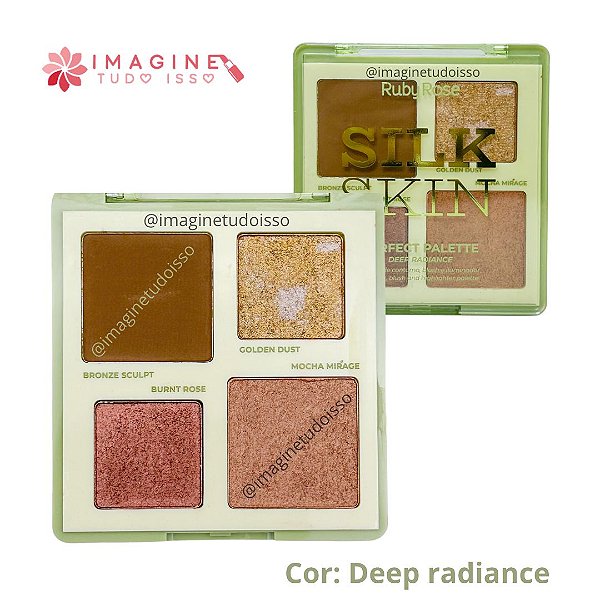 Paleta de Contorno, Blush e Iluminador Perfect Palette Silk Skin (COR Deep Radiante) - Ruby Rose