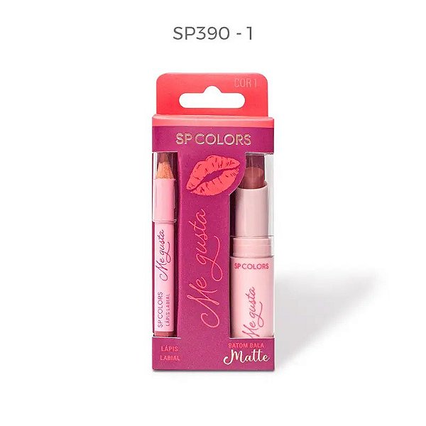 Kit Lápis Labial e Batom Bala Me Gusta (COR 1) - SP Colors