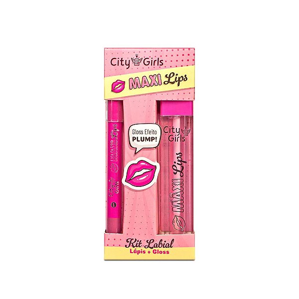 Kit Labial Lápis + Gloss Maxi Lips (COR 01) - City Girls
