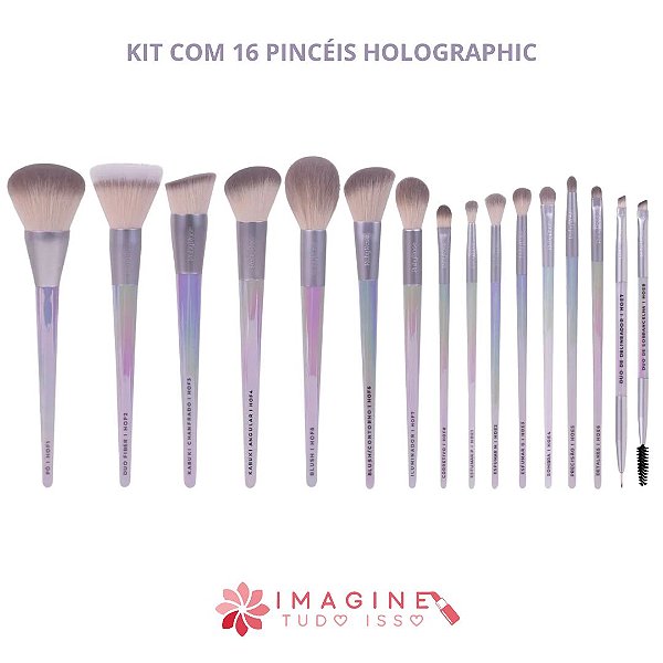 Kit 16 Pincéis Holographic - Ruby Rose