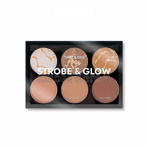 Paleta de Iluminador, Contorno e Bronzer Strobe & Glow - SP Colors