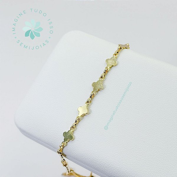 Pulseira Semijoia Trevinho Liso Chapado Gravatinha (dourada)