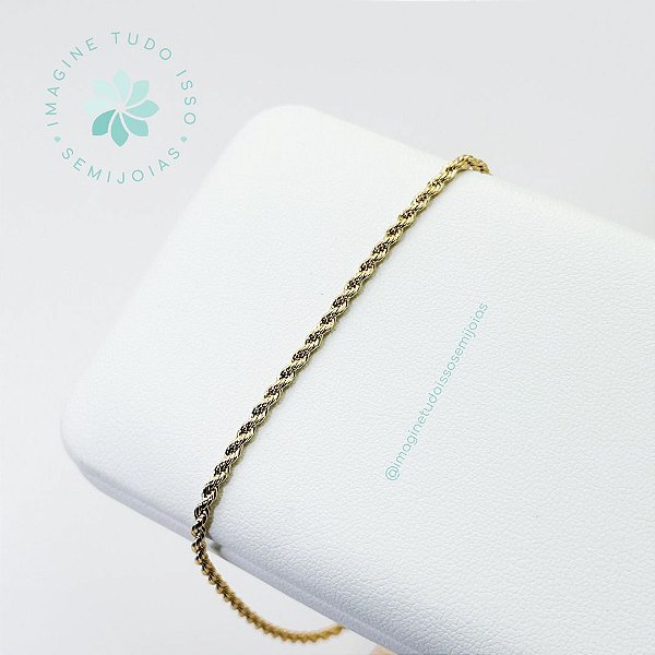 Pulseira Semijoia Estilo Cordão Baiano Fino (dourada)