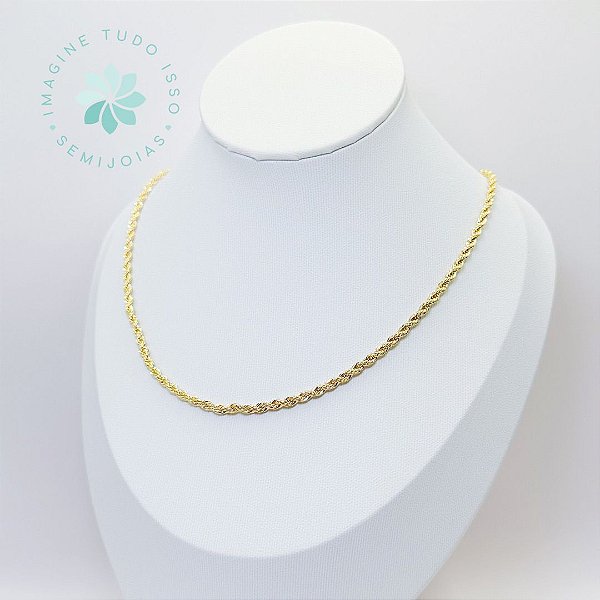 Colar Semijoia Cordão Baiano Médio 40cm (dourado)