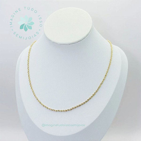 Colar Semijoia Cordão Baiano Fino 45cm (dourado)