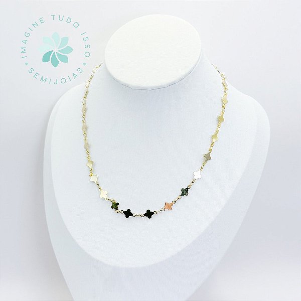 Choker/Gargantilha Semijoia Trevinho Liso Chapado 30cm a 40cm (dourado)