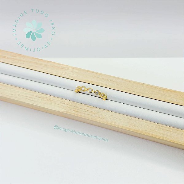 Anel Semijoia Infinito Cravejado Tamanho 18 (dourado)