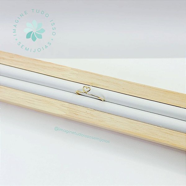 Anel Semijoia Coração Desenhado Tamanho 18 (dourado)