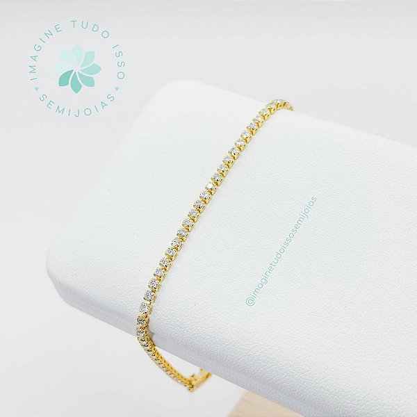 Pulseira Semijoia Cravejada Delicada (dourada)