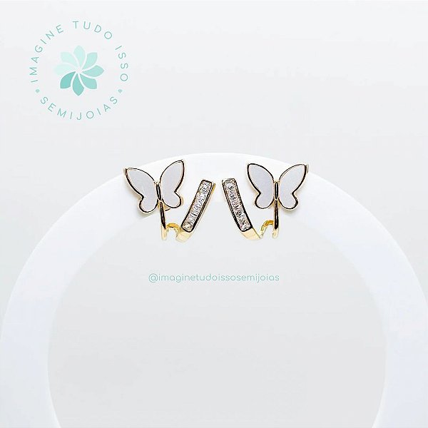 Brinco Semijoia Ear Cuff Borboletinha Delicada (dourado)