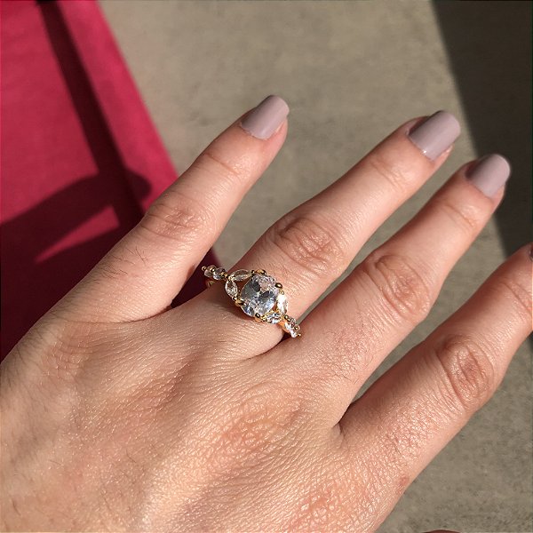 Anel Oval Navetes Banhado a Ouro - ARO 14